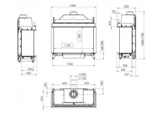 Газовая топка Kalfire Gi115/75S 